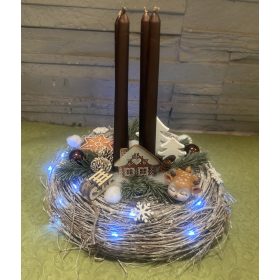 Adventi koszorú őzikével - LED-es