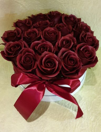 Szappan rózsa box bordó színű 