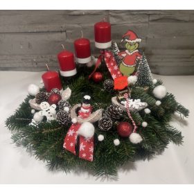 Adventi koszorú Grincs figurával