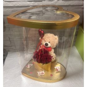 Mackó ölelés rózsabox