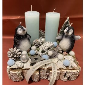 Pingvines adventi asztaldísz