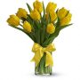 Lángoló tulipánok - 10 szál tulipán vázával    (Csak Bp.-re és Pest megyébe rendelhető kiszállítással!)